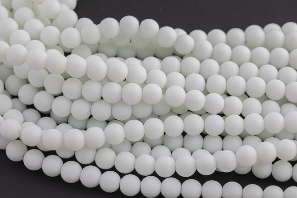 Natural Matte White Jade, High Quality in Matt Round, -Full Strand 15.5 inch Strand, 4mm, 6mm, 8mm, 12mm, or 14mm Beads AAA Quality