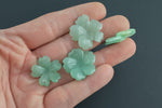 Green Aventurine 3d Flower Figurine About 24mm across Pre-charged- drilled on top to attach to string.