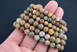 Natural Fossilized Ember Jasper Smooth Round Size 6mm and 8mm- Handmade In USA- approx. 7" Bracelet