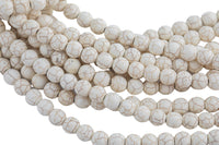 Natural White Magnesite Matt Round 6mm, 8mm, 10mm, 12mm-Full Strand 15.5 inch Strand Gemstone Beads