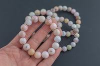 Natural Pink Opal Bracelet Smooth Round Size 8mm and 10mm- Handmade In USA- approx. 7-7.5" Bracelet Crystal Bracelet- LGS