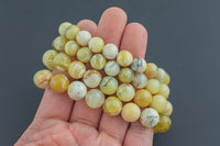 Natural Yellow Opal Bracelet Smooth Round Size 10mm and 12mm- Handmade In USA- approx. 7-7.5" Bracelet Crystal Bracelet- LGS