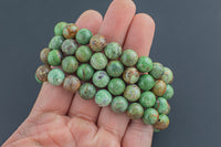 Natural Green Opal Round Size 10mm and 12mm- Handmade In USA- approx. 7-7.5" Bracelet Crystal Bracelet- LGS