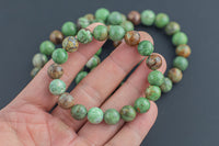 Natural Green Opal Round Size 10mm and 12mm- Handmade In USA- approx. 7-7.5" Bracelet Crystal Bracelet- LGS