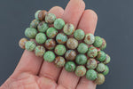 Natural Green Opal Faceted Round Size 10mm and 12mm- Handmade In USA- approx. 7-7.5" Bracelet Crystal Bracelet- LGS