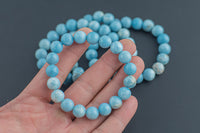 Larimar Quartz Bracelet Round Size 10mm- Handmade In USA- approx. 7-7.5" Bracelet Crystal Bracelet- LGS