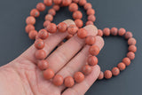 Natural Red Jasper Matte Round Size 10mm and 12mm- Handmade In USA- approx. 7-7.5" Bracelet Crystal Bracelet- LGS
