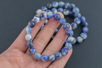 Natural Sodalite Round Size 10mm and 12mm- Handmade In USA- approx. 7" Bracelet Crystal Bracelet- LGS