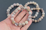 Bracelet Natural Zebra Jasper Bracelets 10mm and 12mm Stackable Matte Round Natural Gemstone Crystal Bracelets - Handmade Bracelet- LGS