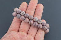 Natural Picture Painted Jasper Matte Round Size 10mm and 12mm- Handmade In USA- approx. 7-7.5" Bracelet Crystal Bracelet- LGS