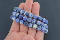 Natural Sodalite Jasper Matte Round Size 10mm and 12mm- Handmade In USA- approx. 7-7.5" Bracelet Crystal Bracelet- LGS