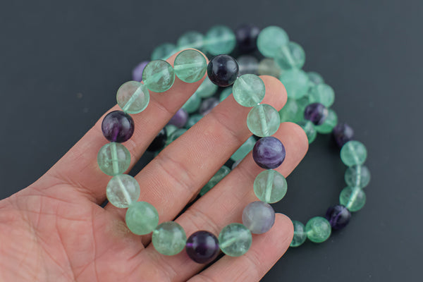 Natural Rainbow Fluorite Round Size 10mm and 12mm- Handmade In USA- approx. Bracelet Crystal Bracelet- LGS