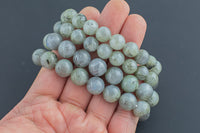 Natural Labradorite Faceted Round Size 10mm and 12mm- Handmade In USA- approx. 7-7.5" Bracelet Crystal Bracelet- LGS