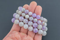 Natural Pink Amethyst Faceted Round Size 10mm and 12mm- Handmade In USA- approx. 7-7.5" Bracelet Crystal Bracelet- LGS