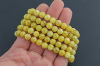 Bracelet Mustard Yellow jade Bracelets 8mm Stackable Round Gemstone Crystal Bracelets - Handmade Bracelet Crystal Bracelet