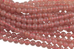 Natural Strawberry Quartz, High Quality in Round, 4mm, 6mm, 8mm, 10mm, 12mm- Full 15.5 Inch Strand AAA Quality Smooth Gemstone Beads