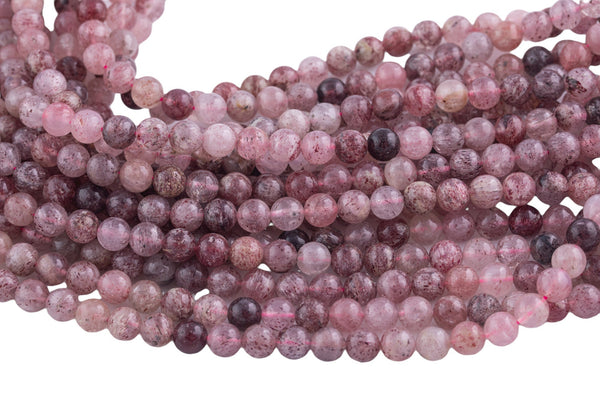 Natural Strawberry Quartz, High Quality in Round, 4mm, 6mm, 8mm, 10mm, 12mm Smooth Gemstone Beads