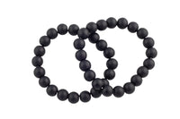 Matte Black Onyx Bracelet Round Size 6mm and 8mm 10mm 12mm Handmade In USA Natural Gemstone Crystal Bracelets Handmade Jewelry - approx. 7"