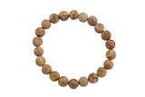 Picture Jasper- BRACELETS NATURAL Gemstone 8mm Matte Stackable Round Gemstone Jade Bracelets - Handmade - WHOLESALE - 8mm 7” - 7.5" Bracelet