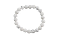 White Howlite- BRACELETS NATURAL Gemstone 8mm Matte Stackable Round Gemstone Jade Bracelets - Handmade - WHOLESALE - 8mm 7” - 7.5" Bracelet