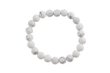 White Howlite- BRACELETS NATURAL Gemstone 8mm Matte Stackable Round Gemstone Jade Bracelets - Handmade - WHOLESALE - 8mm 7” - 7.5" Bracelet