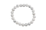 White Howlite- BRACELETS NATURAL Gemstone 8mm Matte Stackable Round Gemstone Jade Bracelets - Handmade - WHOLESALE - 8mm 7” - 7.5" Bracelet