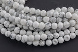 LARGE-HOLE beads!!! 8mm or 10mm smooth-finished round. 2mm hole. 7-8" strands. Smooth Howlite. Big Hole Beads