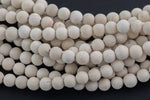 LARGE-HOLE beads!!! 8mm or 10mm Matte-finished round. 2mm hole. 7-8" strands. Fossil Coral. Big Hole Beads