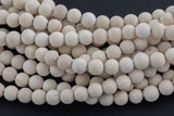 LARGE-HOLE beads!!! 8mm or 10mm Matte-finished round. 2mm hole. 7-8" strands. Fossil Coral. Big Hole Beads