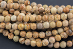 LARGE-HOLE beads!!! 8mm or 10mm smooth-finished round. 2mm hole. 7-8" strands. Smooth Picture Jasper Big Hole Beads