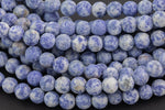 LARGE-HOLE beads!!! 8mm or 10mm Matte-finished round. 2mm hole. 7-8" strands. Matte Sodalite. Big Hole Beads