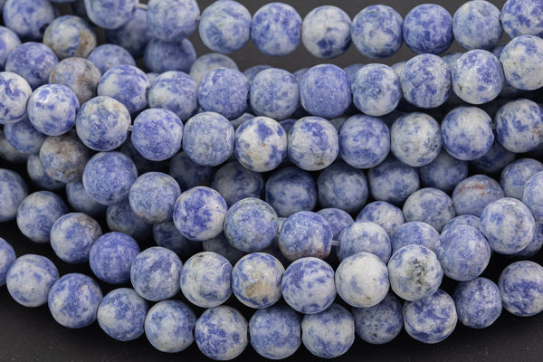 LARGE-HOLE beads!!! 8mm or 10mm Matte-finished round. 2mm hole. 7-8" strands. Matte Sodalite. Big Hole Beads