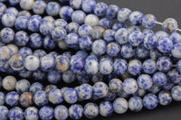 LARGE-HOLE beads!!! 8mm or 10mm round. 2mm hole. 7-8" strands. Smooth Light Sodalite Big Hole Beads