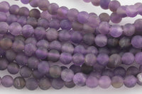 LARGE-HOLE beads!!! 8mm or 10mm Matte -finished round. 2mm hole. 7-8" strands. Amethyst Big Hole Beads