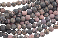 LARGE-HOLE beads!!! 8mm or 10mm Matte-finished round. 2mm hole. 7-8" strands. Rhodonite Big Hole Beads