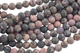 LARGE-HOLE beads!!! 8mm or 10mm Matte-finished round. 2mm hole. 7-8" strands. Rhodonite Big Hole Beads
