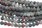 LARGE-HOLE beads!!! 8mm or 10mm Matte -finished round. 2mm hole. 7-8" strands. BloodStone Big Hole Beads