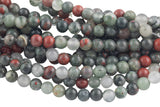LARGE-HOLE beads!!! 8mm or 10mm Smooth-finished round. 2mm hole. 7-8" strands. Bloodstone Big Hole Beads