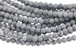 LARGE-HOLE beads!!! 8mm or 10mm Matte -finished round. 2mm hole. 7-8" strands. Smooth Gray Silver Picasso Jasper. Big Hole Beads
