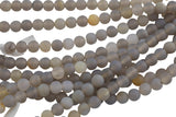 LARGE-HOLE beads!!! 8mm or 10mm Matte -finished round. 2mm hole. 7-8" strands. Gray Agate Big Hole Beads