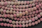 LARGE-HOLE beads!!! 8mm or 10mm Matte-finished round Pink Rhodonite. 2mm hole. 7-8" strands. Pink Rhodonite. Big Hole Beads