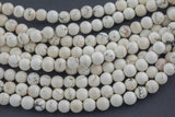 LARGE-HOLE beads!!! 8mm or 10mm Smooth round. 2mm hole. 7-8" strands. White Turquoise. Big Hole Beads