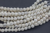 LARGE-HOLE beads!!! 8mm or 10mm Matte Smooth round. 2mm hole. 7-8" strands. White Turquoise. Big Hole Beads