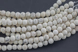 LARGE-HOLE beads!!! 8mm or 10mm Matte Smooth round. 2mm hole. 7-8" strands. White Turquoise. Big Hole Beads