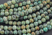 LARGE-HOLE beads!!! 8mm or 10mm smooth-finished round. 2mm hole. 7-8" strands. Smooth African Turquoise. Big Hole Beads