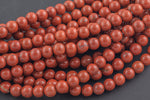 LARGE-HOLE beads!!! 8mm or 10mm smooth-finished round. 2mm hole. 7-8" strands. Smooth -finished Red Jasper. Big Hole Beads