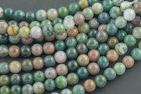 LARGE-HOLE beads!!! 8mm or 10mm smooth-finished round. 2mm hole. 7-8" strands. Smooth Fancy Agate. Big Hole Beads