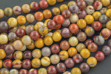 LARGE-HOLE beads!!! 8mm or 10mm Smooth-finished round. 2mm hole. 7-8" strands. Mookaite Jasper Big Hole Beads