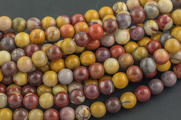 LARGE-HOLE beads!!! 8mm or 10mm Smooth-finished round. 2mm hole. 7-8" strands. Mookaite Jasper Big Hole Beads