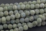 LARGE-HOLE beads!!! 8mm or 10mm Matte -finished round. 2mm hole. 7-8" strands. Natural Labradorite Big Hole Beads